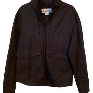 Tunellus Men's Black Full Zip Varsity‎ Jacket Multiple Pockets Size L